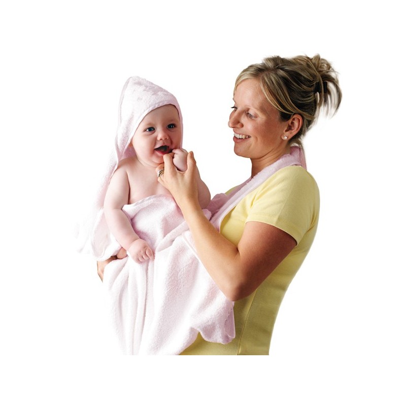 Prosop de baie pentru bebelus si mama roz Clevamama