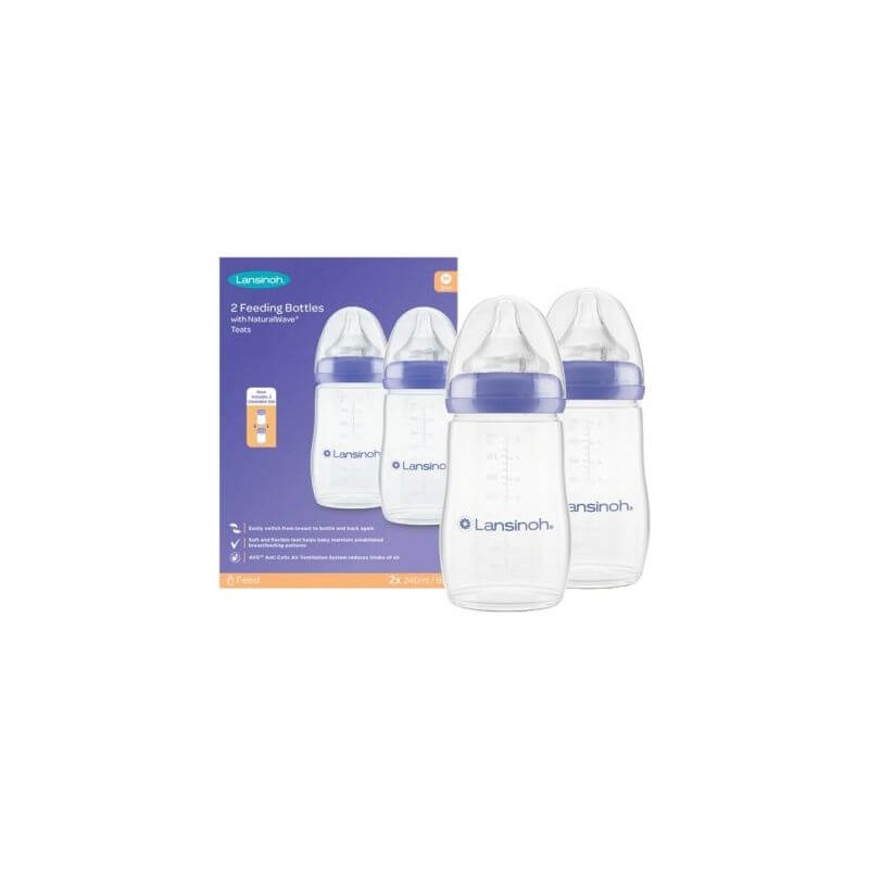 Lansinoh Biberon cu tetina Natural Wave 2x240 ml Lansinoh Biberon cu tetina Natural Wave 2x240 ml